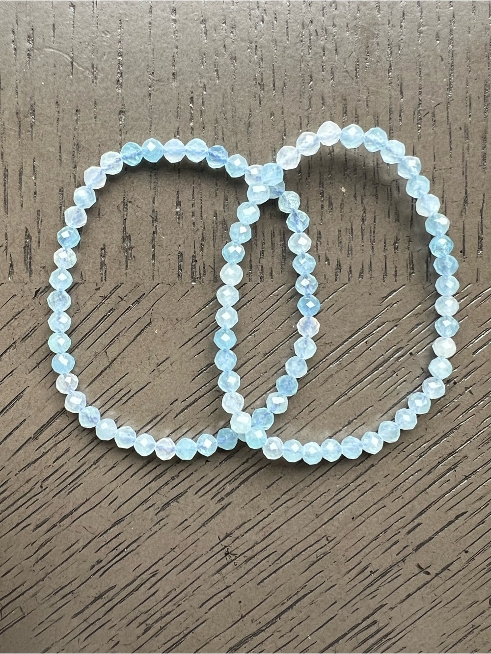 Faceted aquamarine bracelet 4mm SIZE 6.5’ ( ONE )